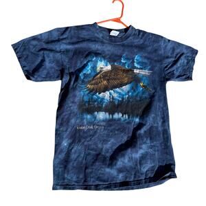 Vintage Anvil Tie Dye T-Shirt Union Creek Oregon Bald Eagle Print Size Large